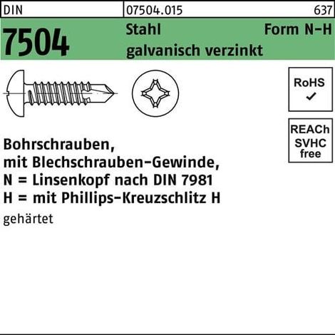 Vis autoforeuse DIN 7504 LIKO N 6,3x60-H acier galv. 250p.