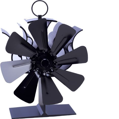Ventilateur de cheminée 8 pales sans électricité – Ventilateur alimenté par la chaleur avec thermomètre – Compatible poêles et cheminées - 2-in-1