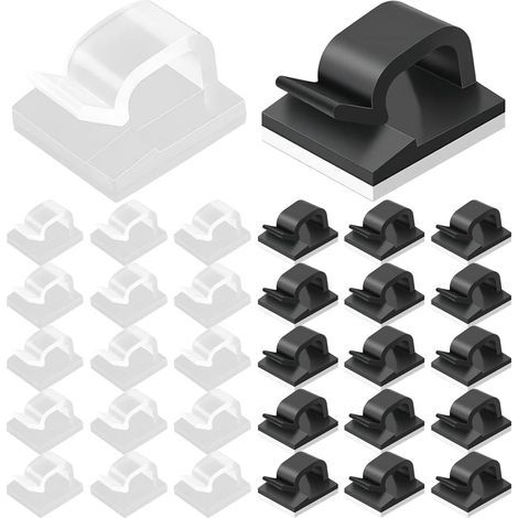 Paquete de 100 clips para cables, clips para cables de coche, organizador de cables, organizador de cables adhesivo, bridas autoadhesivas para cables, clips para cables, clips para cables, grandes (1/5)