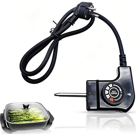 Cordon Alimentation avec Thermostat pour Plancha et Poêle Électrique, Cordon d’Alimentation avec Contrôle de Température, Universel, 1 m, 10 A (1/5)