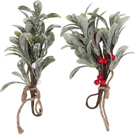Artificial Mistletoe Picks, 4 Pieces, 9.1 Inches, Faux Ornaments for Christmas Tree Wreath, Holiday Decorations (1/5)