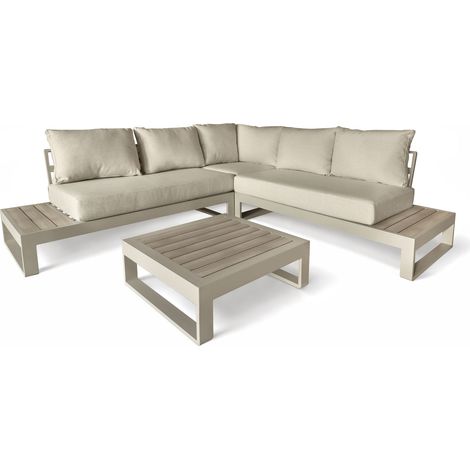 Salon de jardin  en aluminium et coussins, RIVA BELLA