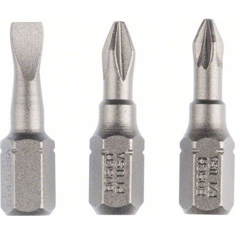 Bosch embouts de vissage Extra-Dur (mixte), 3 pcs. S 0,6x4,5, PH1, PZ1, 25 mm - 2607001765 (1/2)