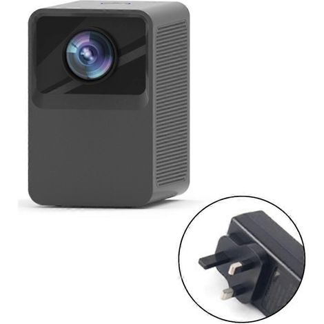 Tragbarer 1080p-Outdoor-Filmprojektor für TV-Box, Stick und DVD-Player – UK-Stecker – Schwarz