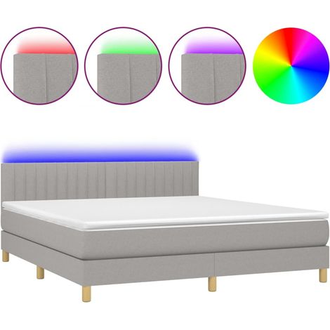Maison Exclusive - Cama box spring con colchón tela y LED gris cl