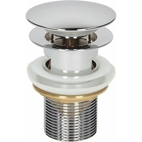 Bouchon de vidange de lavabo à fente de 3,2 cm (1 1/4 pouce), chromé, tête plate en forme de champignon. (1/2)