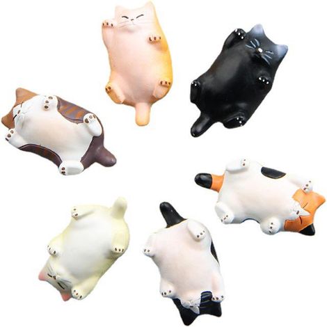 Lot de 6 autocollants chaton pour frigo avec aimants, décoration cuisine et bureau, adhésifs rigolos pour tableau blanc, notes et calendrier magnétique. (1/5)
