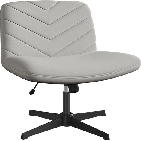 Yaheetech Sedia Ufficio Girevole Senza Ruote Sedia da Scrivania Senza Braccioli in Tessuto Schienale Reclinabile con Ampio Cuscino Altezza Regolabile per Studio, Camera da Letto, Grigio Chiaro