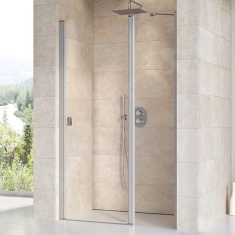 Ravak Chrome - Porte de douche en deux parties CSD2-120, 1175-1205 mm, aluminium brillant/verre transparent 0QVGCU00Z1 (1/4)