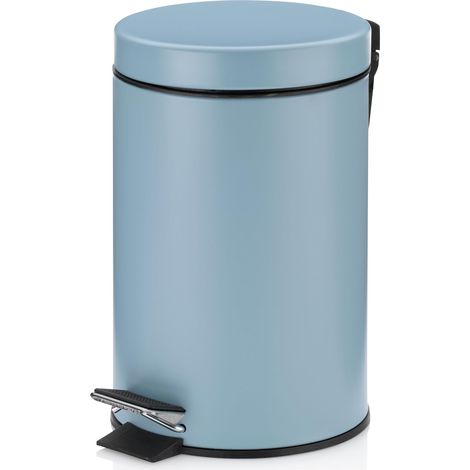 kela Cestino per cosmetici blu 3 l, cestino da bagno con pedale in metallo, cestino da bagno con secchio interno e manico per il trasporto, MONACO, blu ghiaccio opaco (1/5)