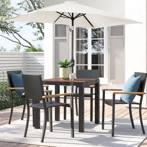 3x2M Patio Rectangle Umbrella Parasol Sun Shade Garden Outdoor Shelter Tilt Crank Cream (1/5)