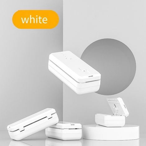 Disponible en une seule couleur : blanc. Matériau : plastique + machine de scellage portable miniature électronique pour emballages alimentaires. (1/5)