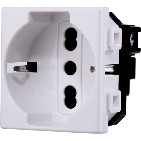 Presa schuko 2P+T 10/16A 230V compatibile Bticino Matix di colore bianco (1/4)