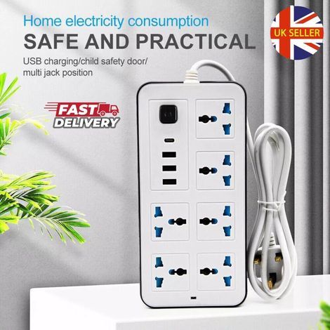 FLITI 6-Outlet Power Strip with 3 USB Ports and 1 Type-C Port, 2400W, White (1/5)