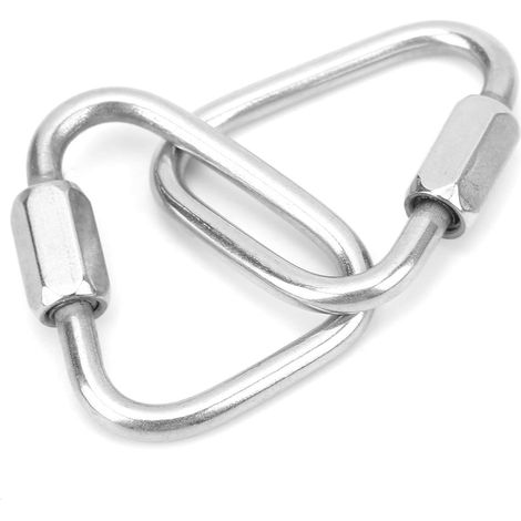 2 Pcs Mousqueton Verrouillage à vis, mousquetons d'escalade en Acier Inoxydable écrou Hexagonal Connexion Triangulaire à maillon Rapide chaîne Mousqueton Clip avec Verrouillage à vis(Diameter 4mm) (1/5)