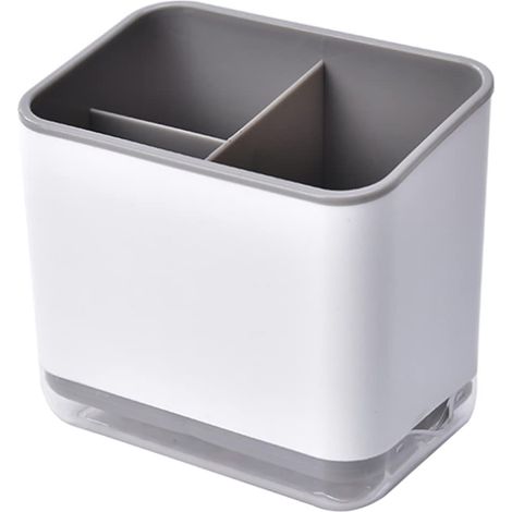 Porte-couverts égouttoir évier 2 étages en plastique avec boîte de rangement pour cuillères,fourchettes et baguettes - Support de rangement de cuisine (1/5)