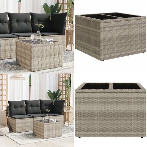 Gartentisch mit Glasplatte Hellgrau 55x55x37 cm Poly Rattan - Gartentisch - Esstisch - Terrassenmöbel - Gartenmöbel - Outdoor-Tisch - Home & Living (1/5)