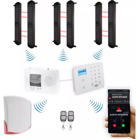 Kit "protection agricole" - 3 jeux de barrières 2B portée 900m + alerte GSM appel/SMS + sirène 120 dB (gamme DA600+/KP) (1/5)