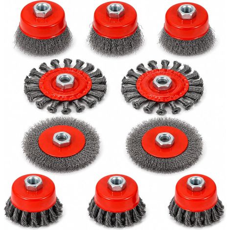 Metal Brush for Angle Grinder and Drill, 10 Pieces Steel M14 75/100 mm, Cleaning Stripping, Polishing Stripping, for Metal Wood Workshop, Garage Renovation (1/5)