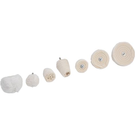 Lot de 7 meules de polissage en flanelle de coton pour perçeuse 6,35mm avec tige 1/4 pouce inox verre céramique (1/5)