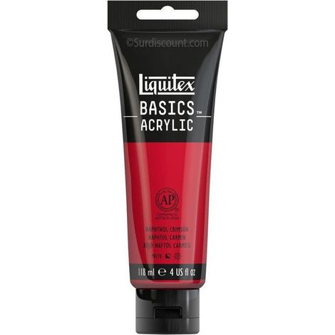 Peinture Acrylique en tube rouge naphtol carmin 118ml - Liquitex Basics (1/2)
