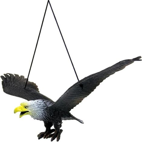Falco falso in PVC realistico, ideale per spaventare gli uccelli. Repellente decorativi per il giardino all'aperto. (1/5)
