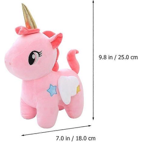 Peluche Licorne Rose, Peluche Douce et Mignonne, Décoration pour la Maison ou le Bureau, Hauteur 25 cm, Cadeau d'Anniversaire pour Enfants (1/4)