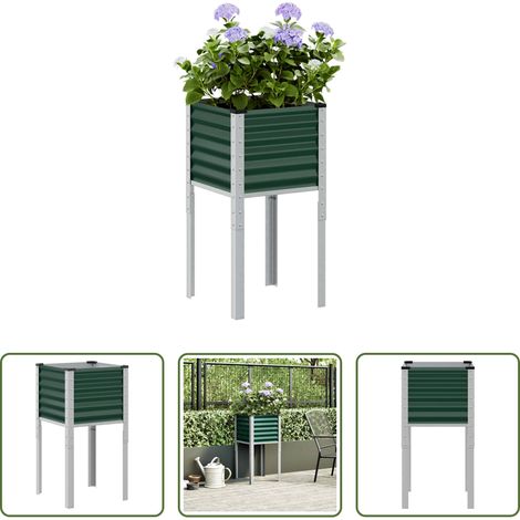 Blumenkasten - Garten-Pflanzgefäß Grün 45 x 45 x 88 cm Stahl (1/5)
