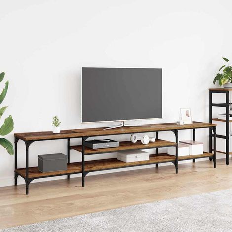 Meuble TV-Banc TV-Meuble Télé Bois Ancien 201 x 35 x 45 cm Bois d'ingénierie et fer (1/5)