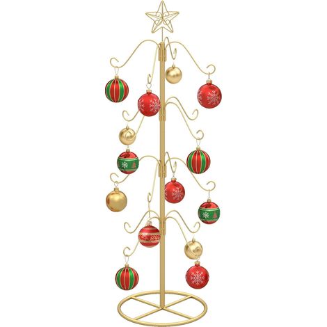 COSTWAY 121 cm Sapin de Noël Artificiel en Métal, 16 Crochets pour Chaussettes Boules Décoratives, Étoile au Sommet, Decoration de Fête en Forme de Arbre de Noël, pour Salon Bureau Boutique Carnaval (1/5)