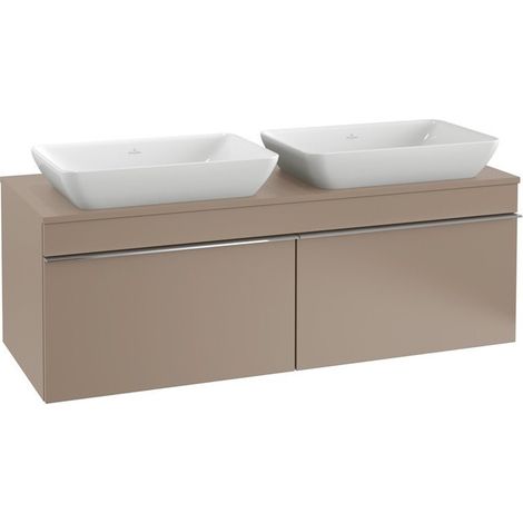 Mueble bajo lavabo, 1257 x 436 x 502 mm, modelo suspendido, De madera, para 2 lavabos Blanco Glossy