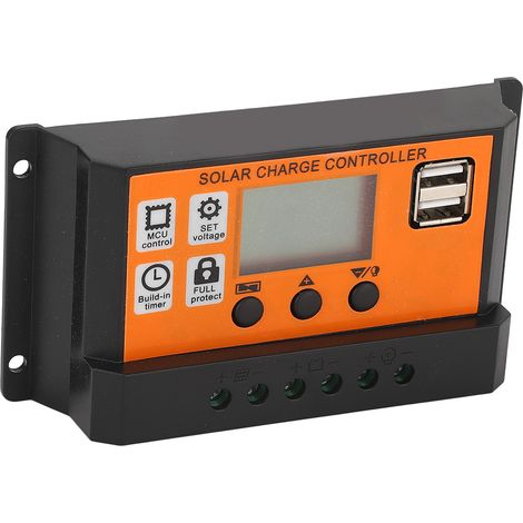 Contrôleur de charge solaire avec écran LCD, gestion en 3 étapes, régulateur de charge pour batteries lithium-acide 12 V/24 V, 10 A (1/5)