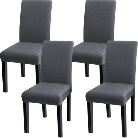 Housses de chaise extensibles pour salle à manger, lot de 4 ou 6, gris foncé (1/5)