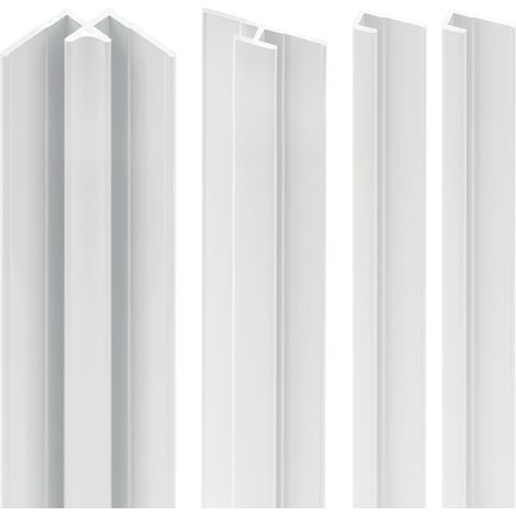 Schulte – Lot de 2 profilés de finition + 1 profilé d'angle + 1 profilé d'extension – Aluminium blanc 210 cm – Installation rapide sans outils