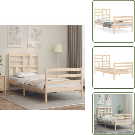 The Living Store Cadre de lit sans matelas 100x200 cm bois massif - Matelas (1/5)
