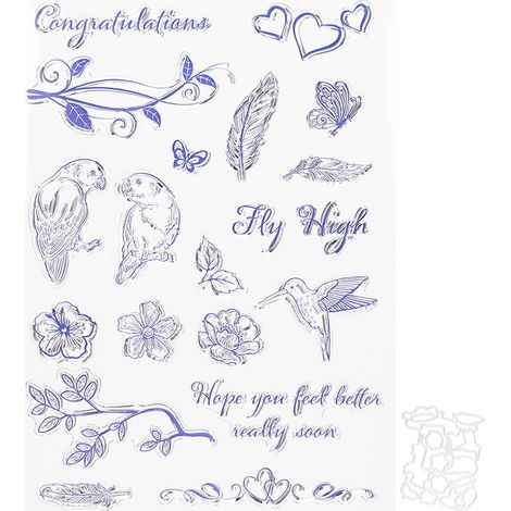 Tampon transparent en caoutchouc oiseau fleur type avec matrices de découpe DIY pour albums scrapbooking et collections (1/5)