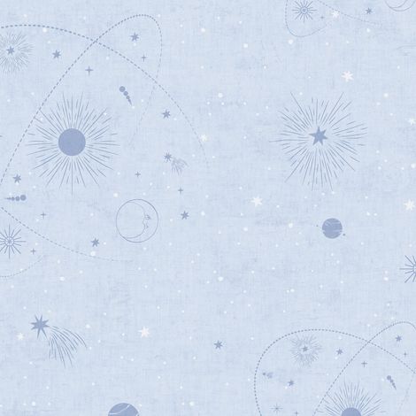 Kinder Tapete Profhome 771312 Vliestapete glatt mit grafischem Muster matt blau hell-blau weiß 5,33 m2