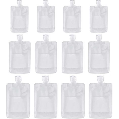 12 Sachets de Liquide de Voyage Portables - Sacs de Conditionnement Transparents en Plastique Debout, Vide (1/5)