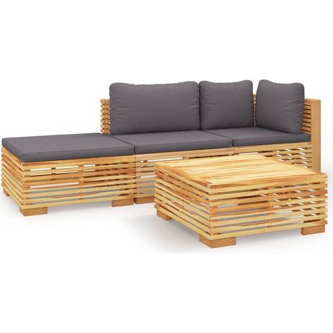 Maison Exclusive - Set Divani da Giardino 4 pz con Cuscini Legno Massello di Teak (1/5)