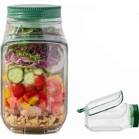 Salad Pod avec récipient pour sauce, Salad Pod vertical à compartiments avec bol intégré, Boîte à salade portable et étanche tout-en-un (1/5)