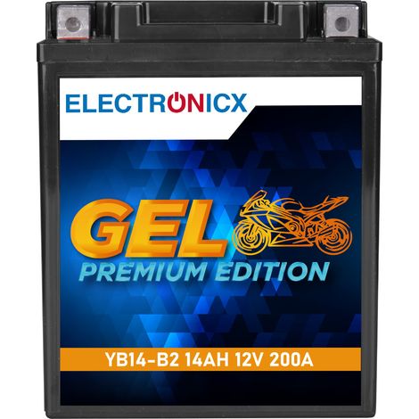 Electronicx YB14-B2 GEL Motorradbatterie 12V 14Ah 200A/EN - Wartungsfrei, Auslaufsicher & Hochleistungsfähig - Premium Batterie 12V Wartungsfrei (1/5)