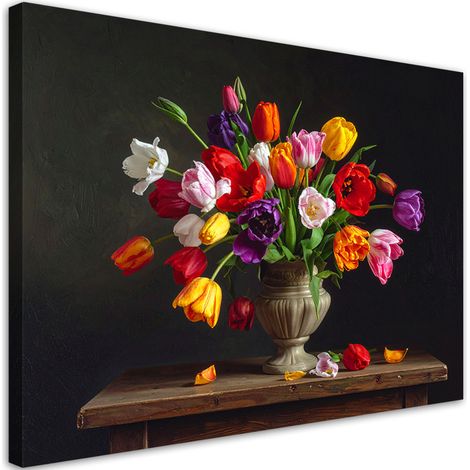 Stampe su Tela, Tulipani colorati in un vaso, 30x20 (1/5)