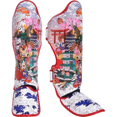 Top King Japan Culture Schienbein- und Fußschützer Rot L