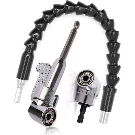 Right Angle Drill Bit and Flexible Angle Extension Kit, 105 Degree Right Angle Screwdriver Attachment, 1/4" Hex Shank for Drill (1/5)
