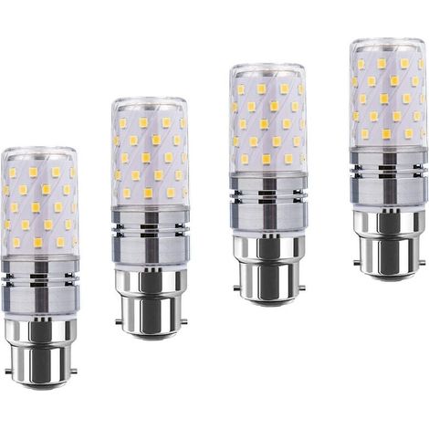 LED B22 de maïs Bulbs12W, 100W Incandescent équivalent, 1200lm, blanc chaud 3000K ampoules Chandelier, Bougie décorative Culot B22, lampe LED non graduables, Pack 4 [Classe énergétique A+]-LIAIKI (1/5)
