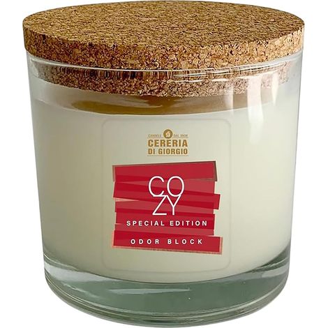 Bougie en verre 100% cire végétale et végétalienne – Huiles essentielles parfumées Orange et Cannelle – Mangez des odeurs – Odor Block – Durée 50 heures – Fabriqué en Italie (1/5)