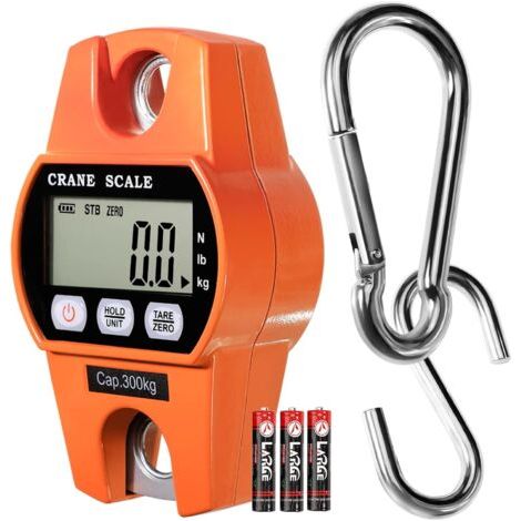 Peson Electronique 300kg Balance Crochet Suspendu Dynamomètre LCD Crochet Peseur Industrielle Pèse Poids 300kg/600lbs (1/4)