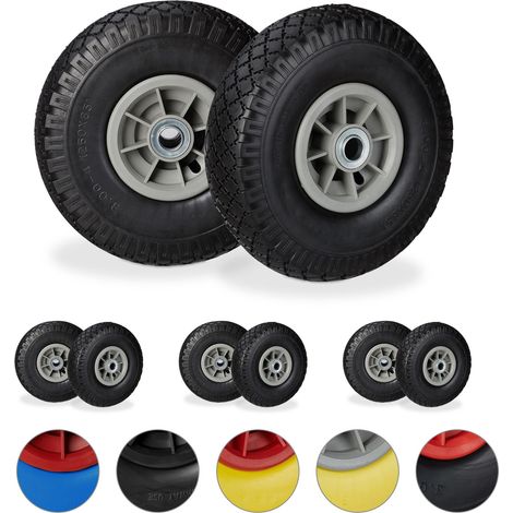 8 x Sackkarrenrad, pannensichere Vollgummireifen, 3.00-4 Zoll, 20 mm Achse, bis 80 kg, Ersatzrad 260x85mm, schwarz-grau