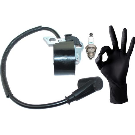 1 Bobine d'allumage, Connecteur à cosse, Bougie incluse, Pour tronçonneuse Stihl 009-025 MS200-250 (1/5)