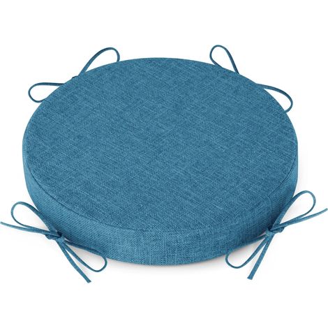 coussin de tabouret de bar rond avec attaches 31 x 31 cm Lavable Housse amovible et lavable Bleu foncé (1/5)